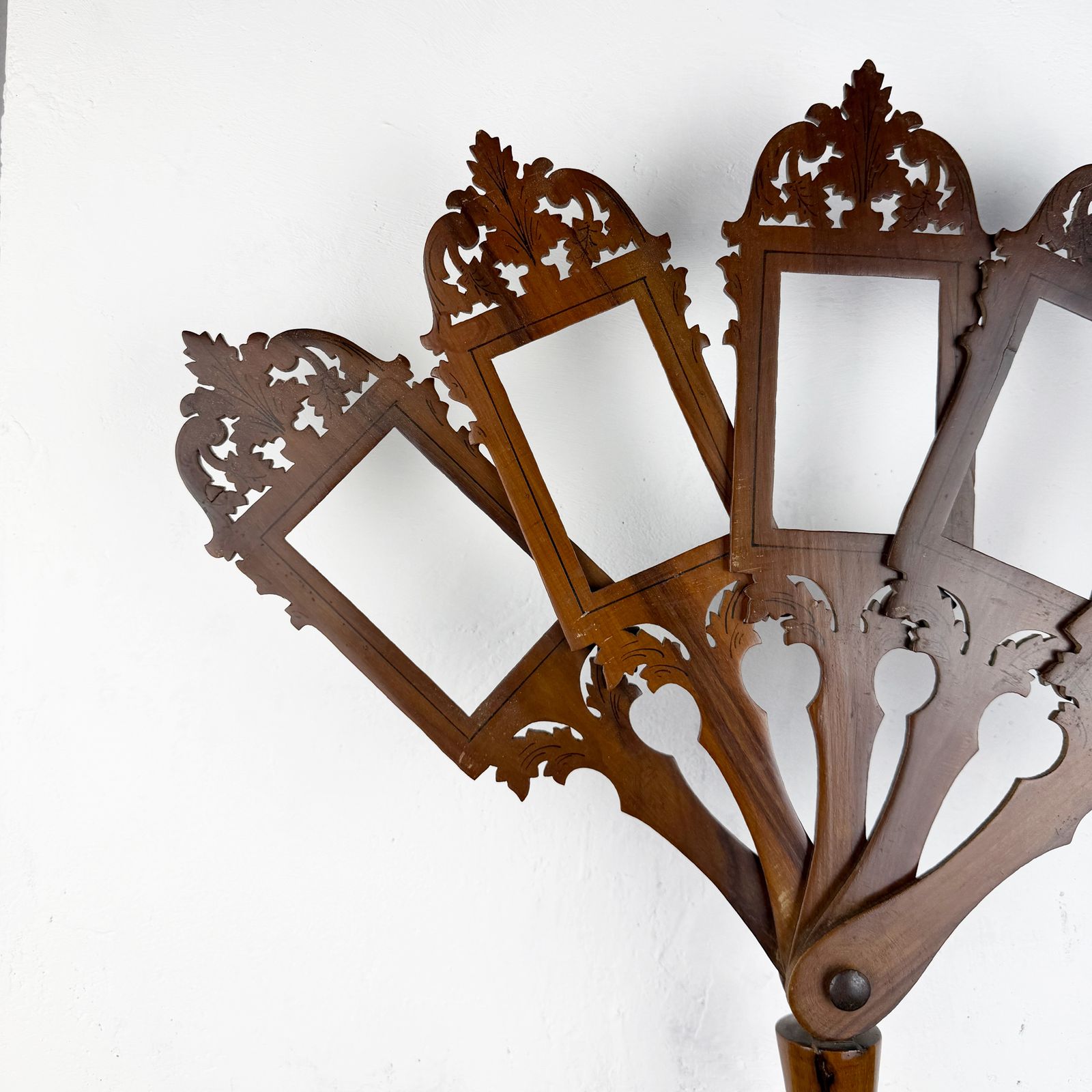 Antique Folding Photo Frame Stand, Walnut Fan Picture Holder photo buy