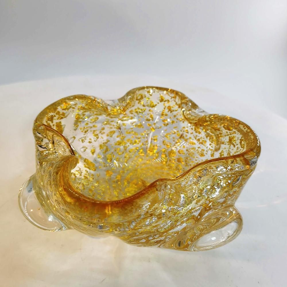 Vintage asbak in Muranoglas met gouden afwerking, ca. jaren 1950, gemaakt in Italië. 16 cm / 6,29 inch photo Woonaccessoires