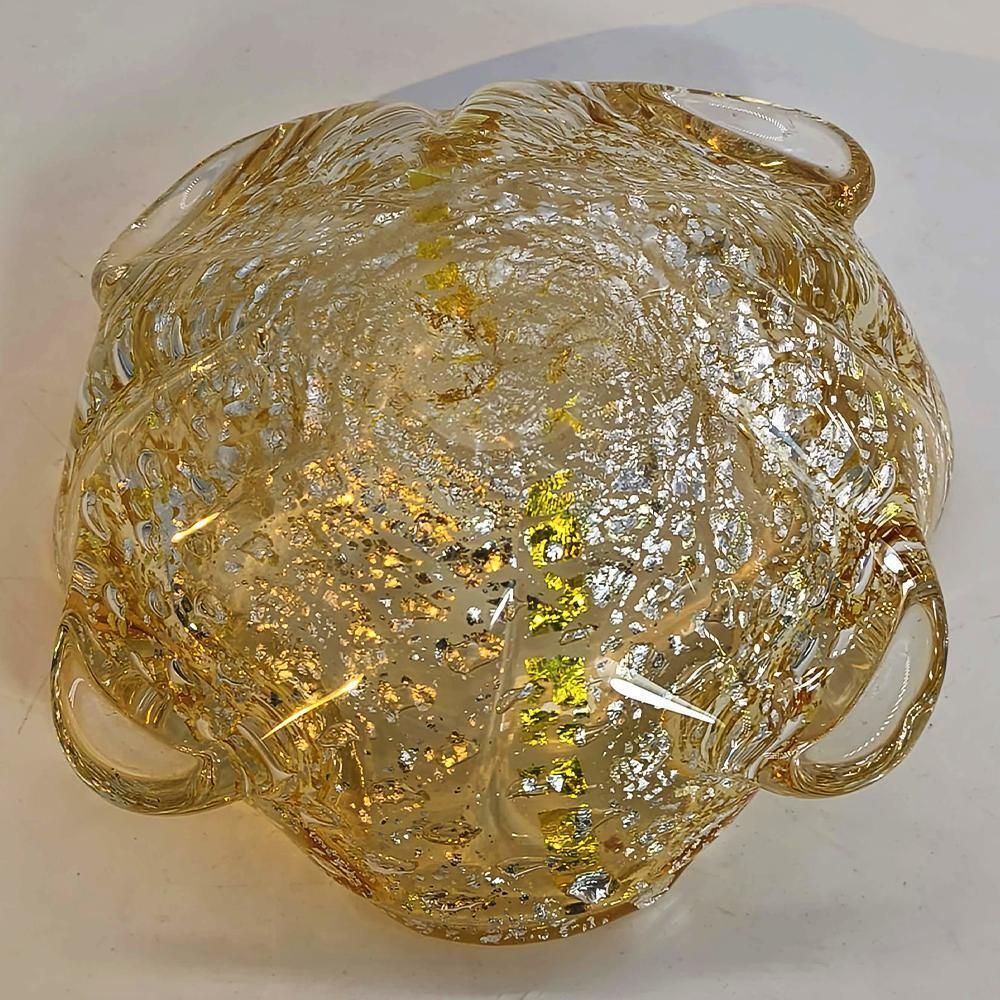 photo for sale Vintage asbak in Muranoglas met gouden afwerking, ca. jaren 1950, gemaakt in Italië. 16 cm / 6,29 inch