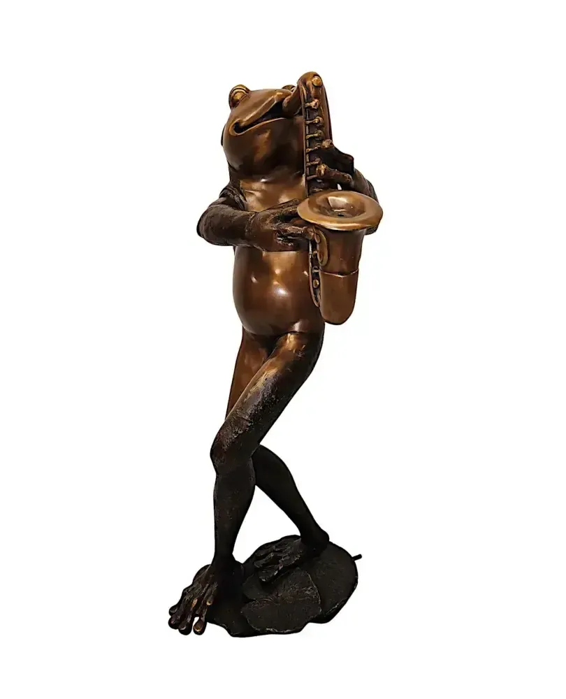 A Very Fine Bronze Animalier Garden Sculpture Or Fountain Of A Frog Playing A Saxaphone photo Garden Decor