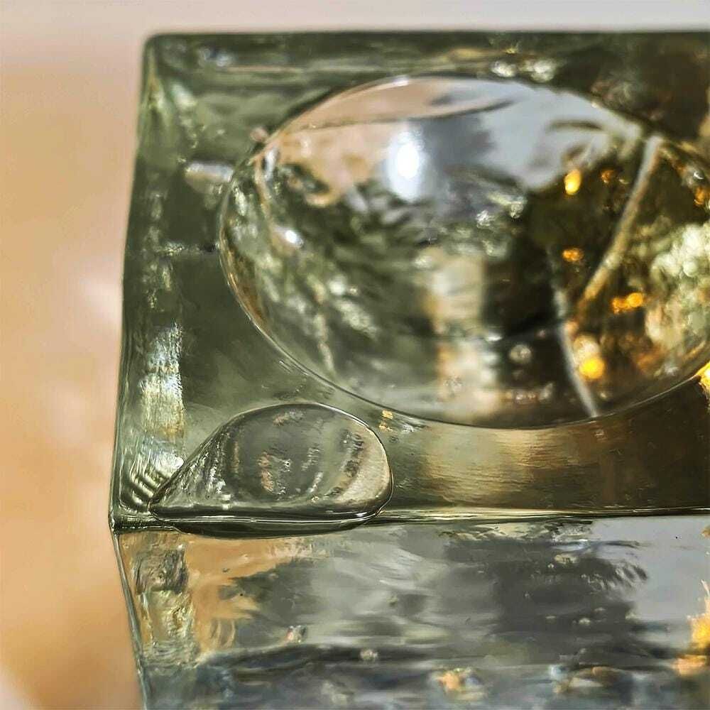 photo furniture 1960s Rare Cube Ashtray In Murano Glass With Cube Ice Effect By Poliarte Murano. Made In Italy.