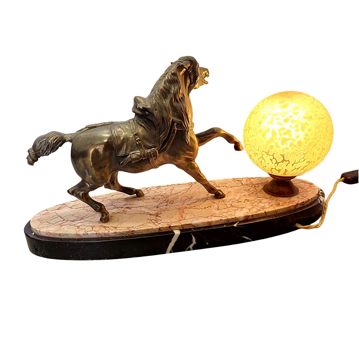 Franse art deco paardenlamp ca. jaren 1930 photo 345.0