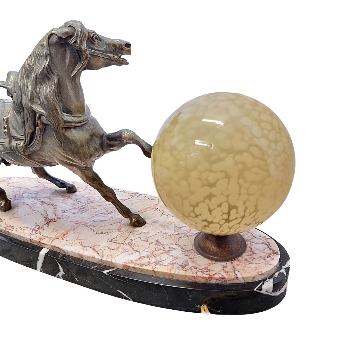 Franse art deco paardenlamp ca. jaren 1930 photo vintage