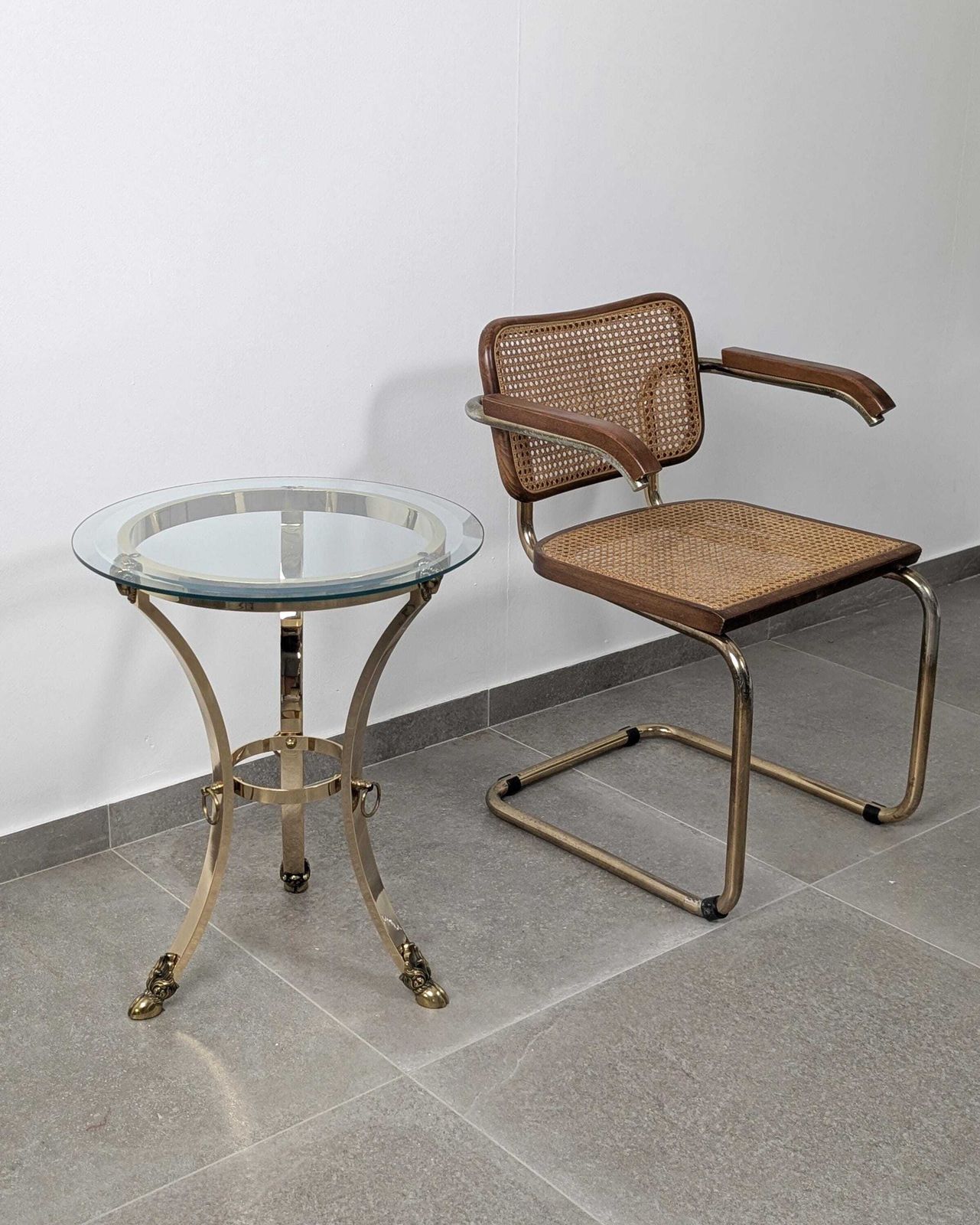 Neoclassical Brass And Beveled Glass Side Table With Ram Heads, 1970s photo 1118.0