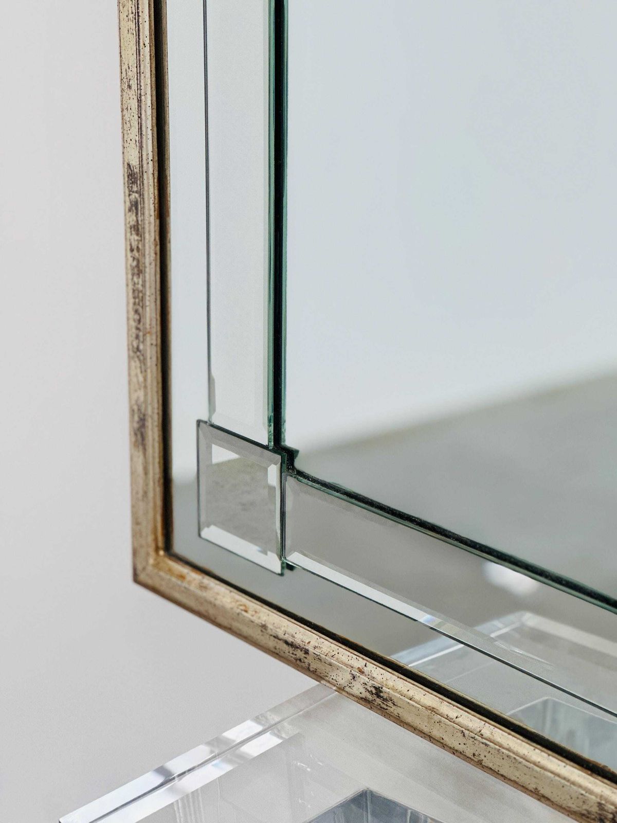 Large Art Deco Style Beveled Wall Mirror With Architectural Arch Design photo furniture