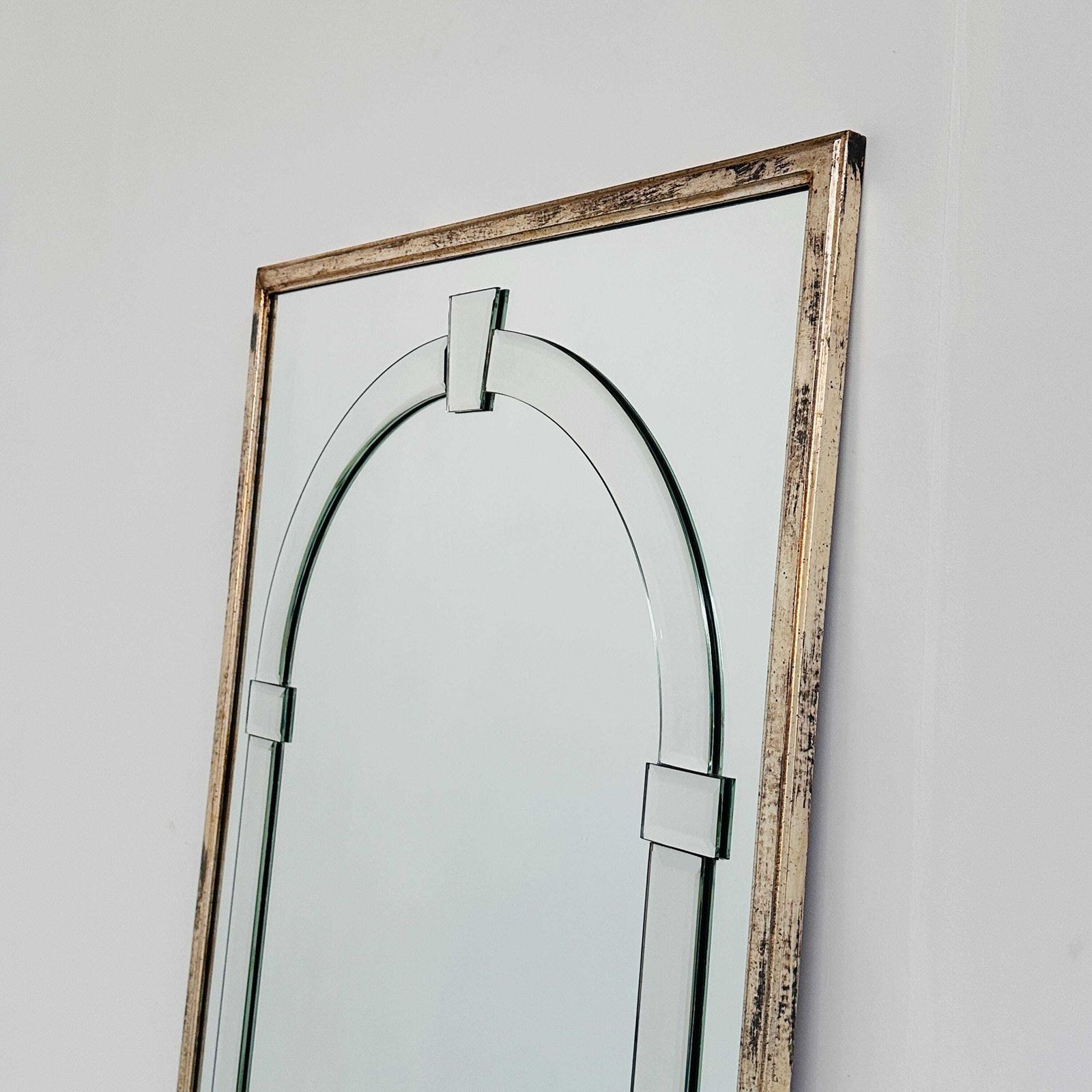 Large Art Deco Style Beveled Wall Mirror With Architectural Arch Design photo 697.0