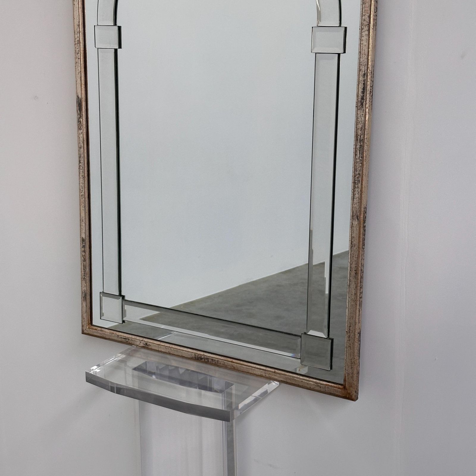 Large Art Deco Style Beveled Wall Mirror With Architectural Arch Design photo buy