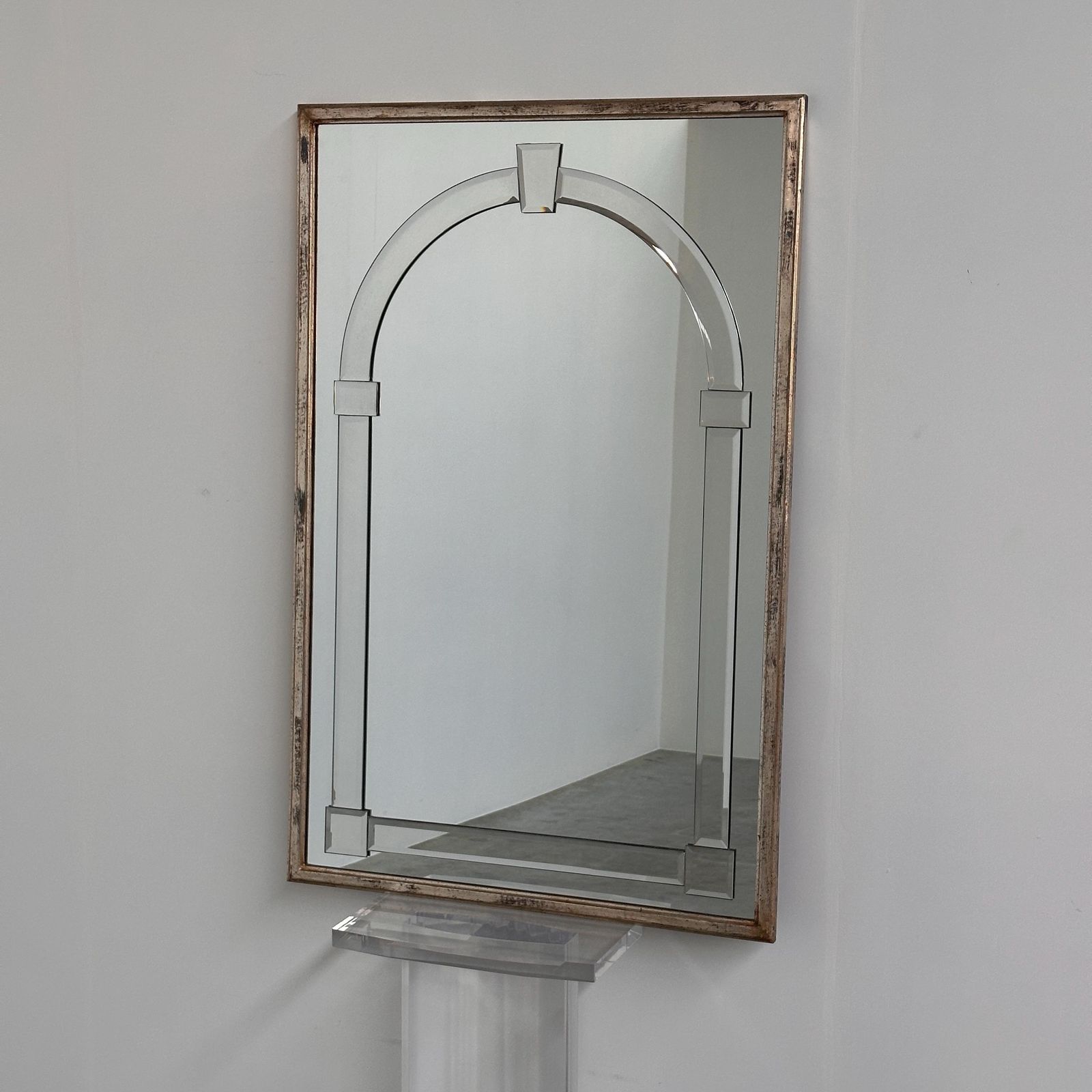 photo furniture Large Art Deco Style Beveled Wall Mirror With Architectural Arch Design