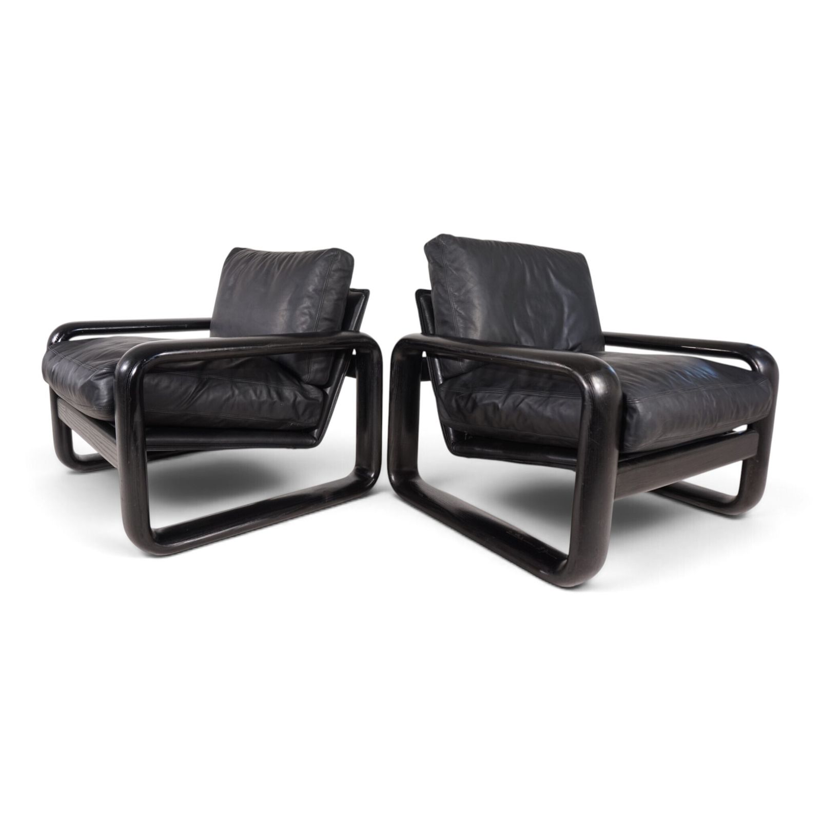 Set Of 2 Rosenthal Hombre Leather Lounge Chairs By Burkhard Vogtherr, 1970
