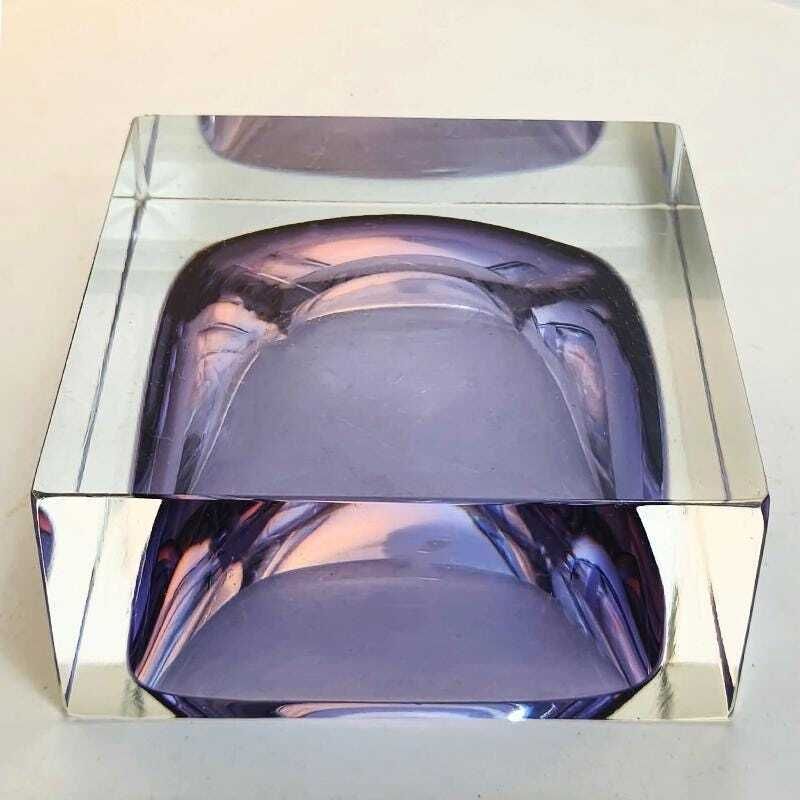 1960s Big Purple Square Ashtray Or Catch All In Murano Glass By Flavio Poli For Seguso. Made In Italy photo buy