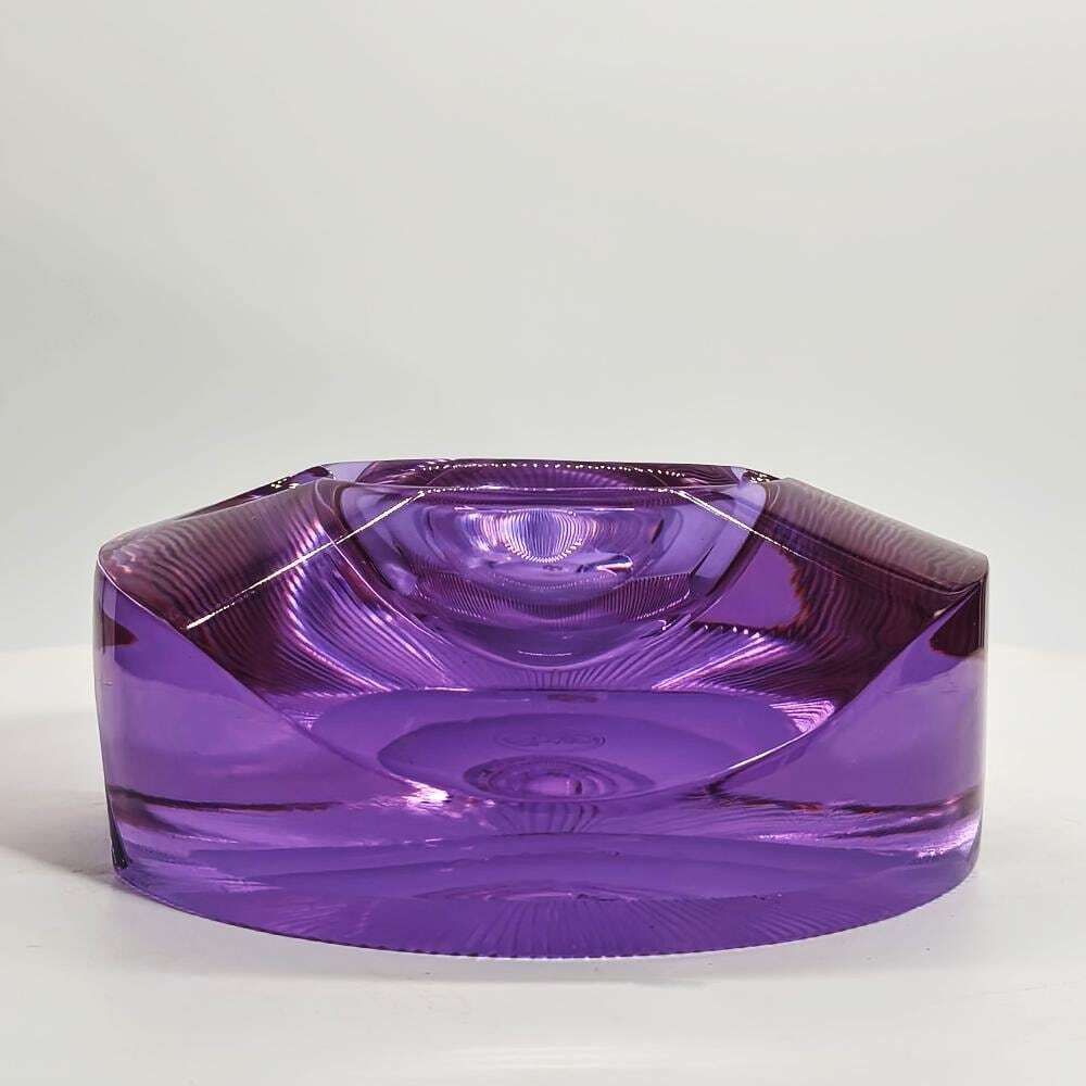 1960s Rare Design Purple Ashtray In Moser Crystal. Made In Czech Republic   15 Cm. / 5.90 Inches photo furniture