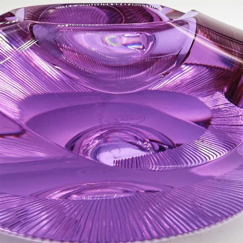 photo for sale 1960s Rare Design Purple Ashtray In Moser Crystal. Made In Czech Republic   15 Cm. / 5.90 Inches