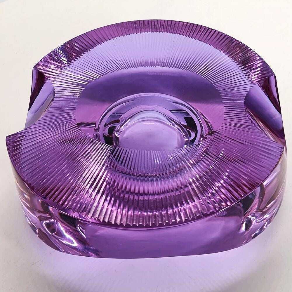 Home Decor 1960s Rare Design Purple Ashtray In Moser Crystal. Made In Czech Republic   15 Cm. / 5.90 Inches photo