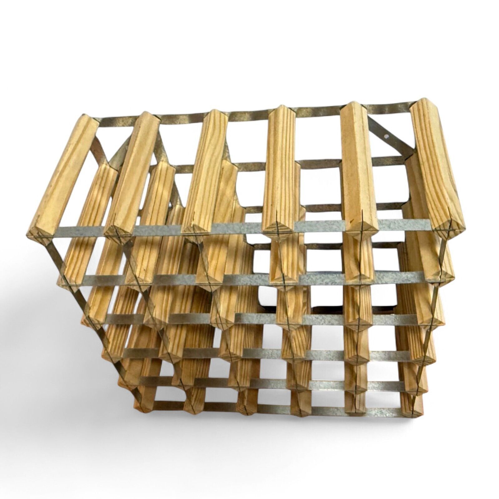 Vintage Wood And Metal 30 Bottle Wine Rack photo furniture