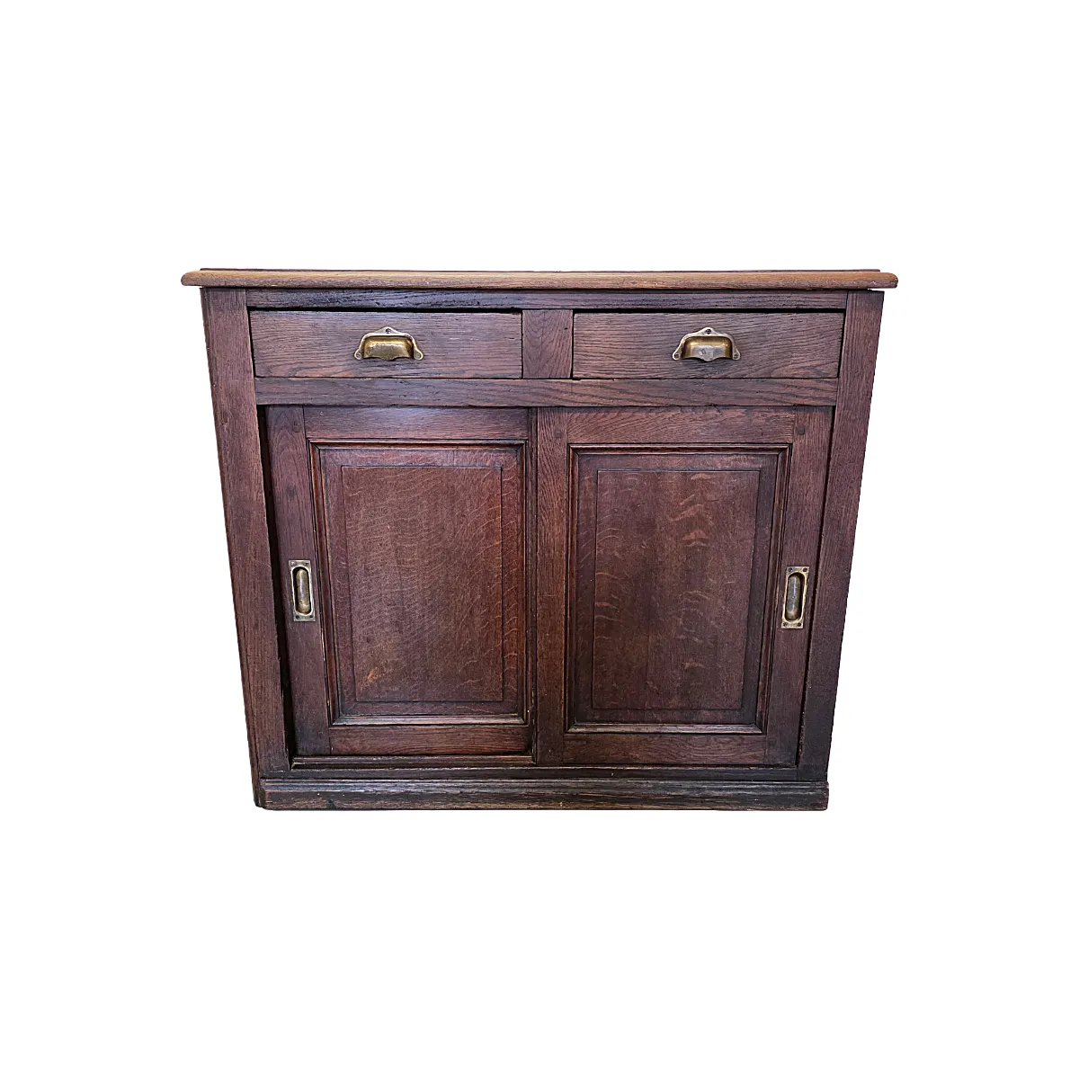 Antiek Frans eiken dressoir met schuifdeuren, 2e helft 1800s