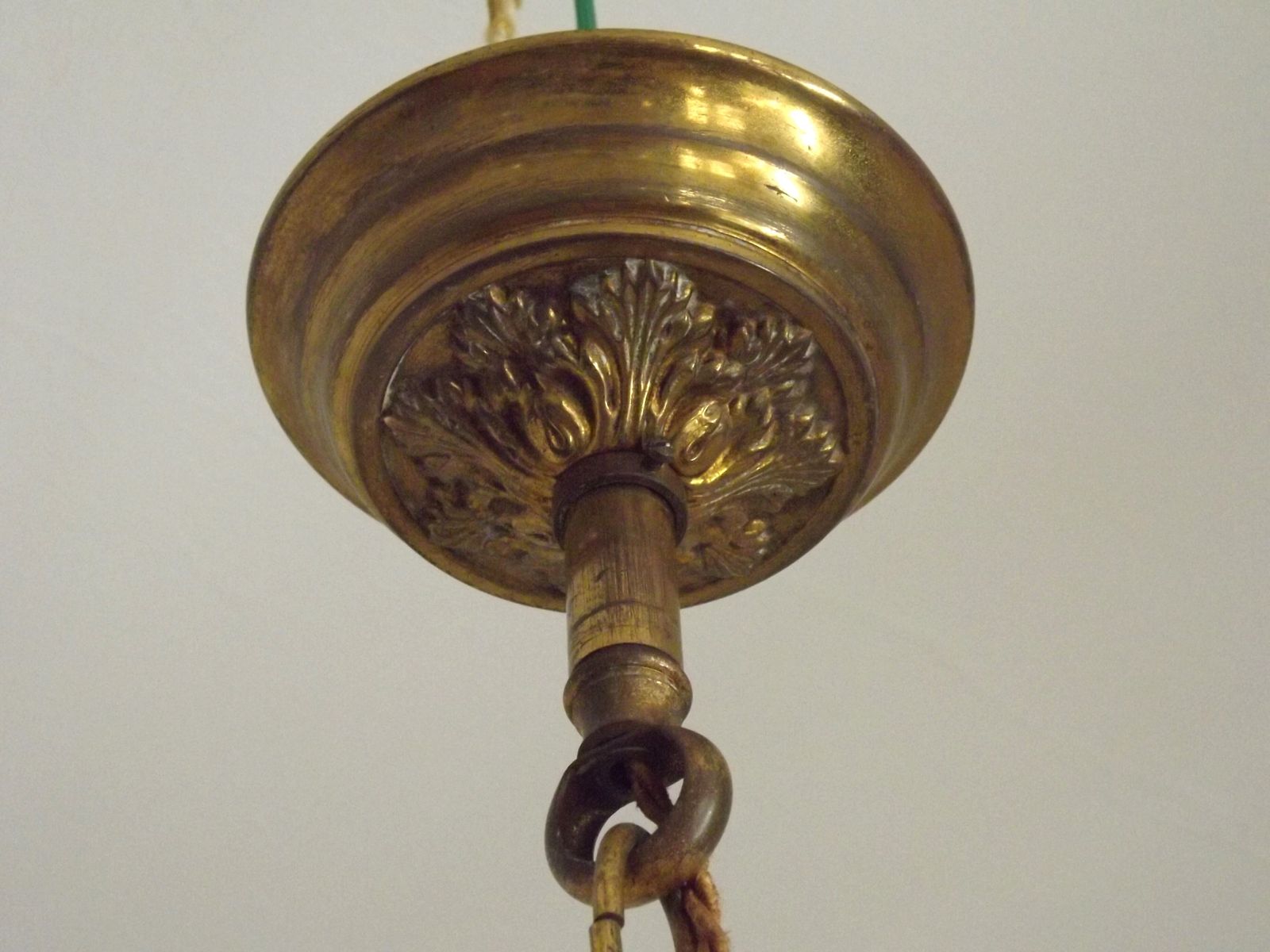photo vinterior Petit lustre d'époque français à 3 lumières en bronze