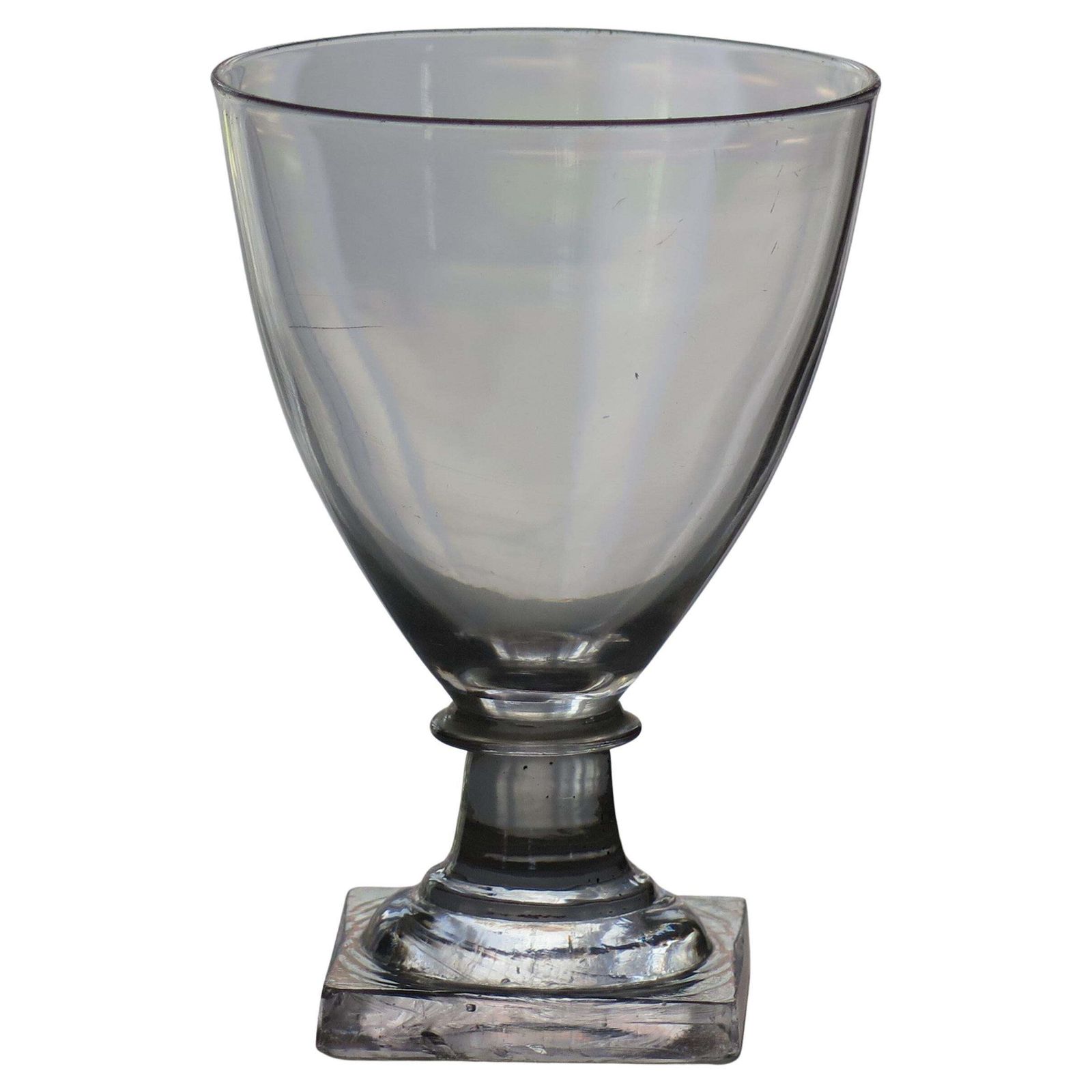 Georgian Rummer Drinking Glass, Hand Blown Lead Glass, Square Foot, 1790.