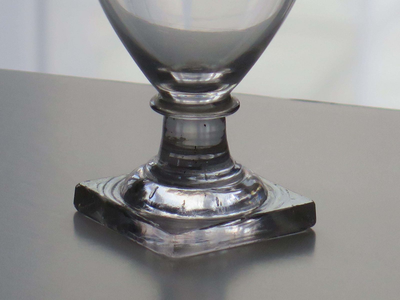 Georgian Rummer Drinking Glass, Hand Blown Lead Glass, Square Foot, 1790. photo Home Decor