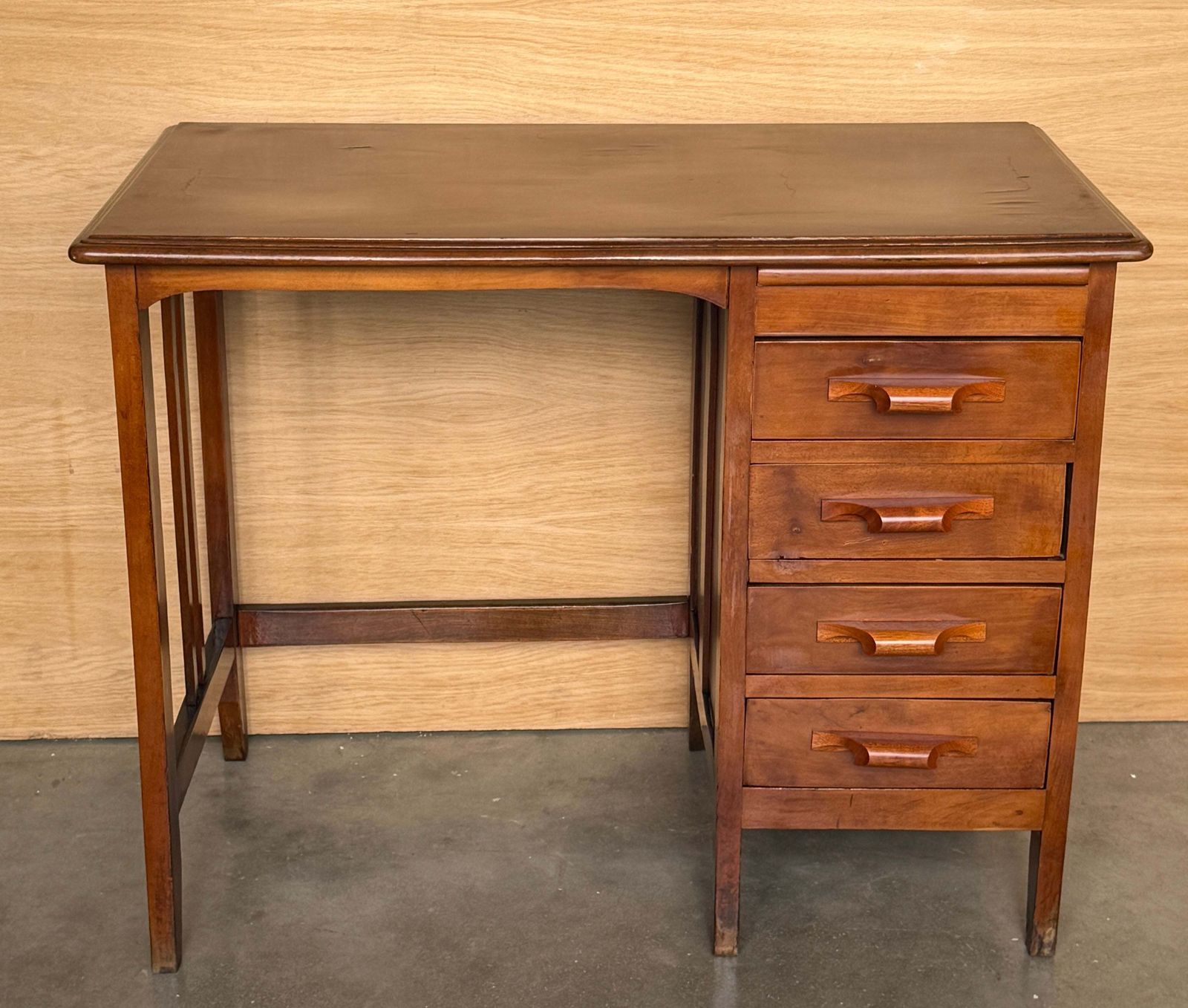 Vintage Spanish Wooden Writing Desk Or Vanity With Four Drawers photo Furniture