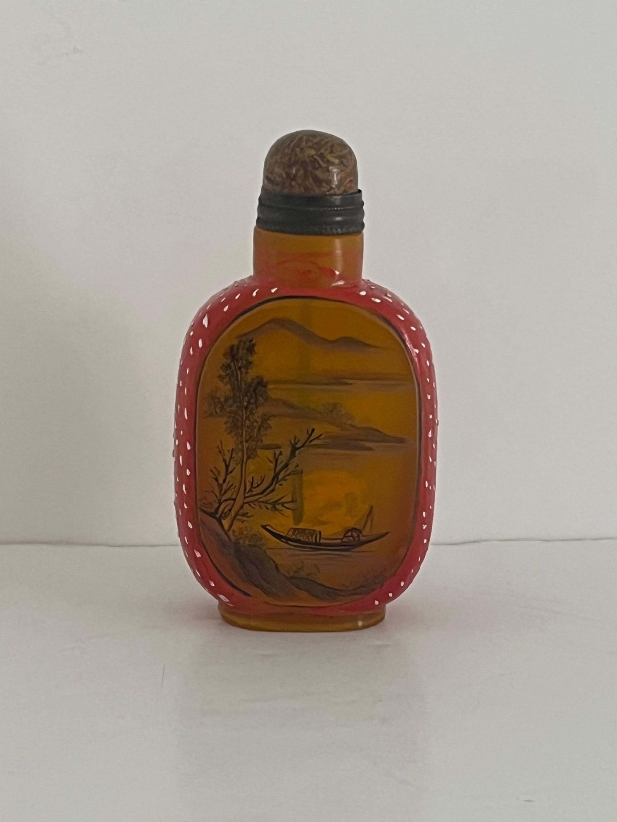 Chinese Yellow Glass Snuff Bottle Finely Hand Painted 2 Character Base Mark photo Home Decor