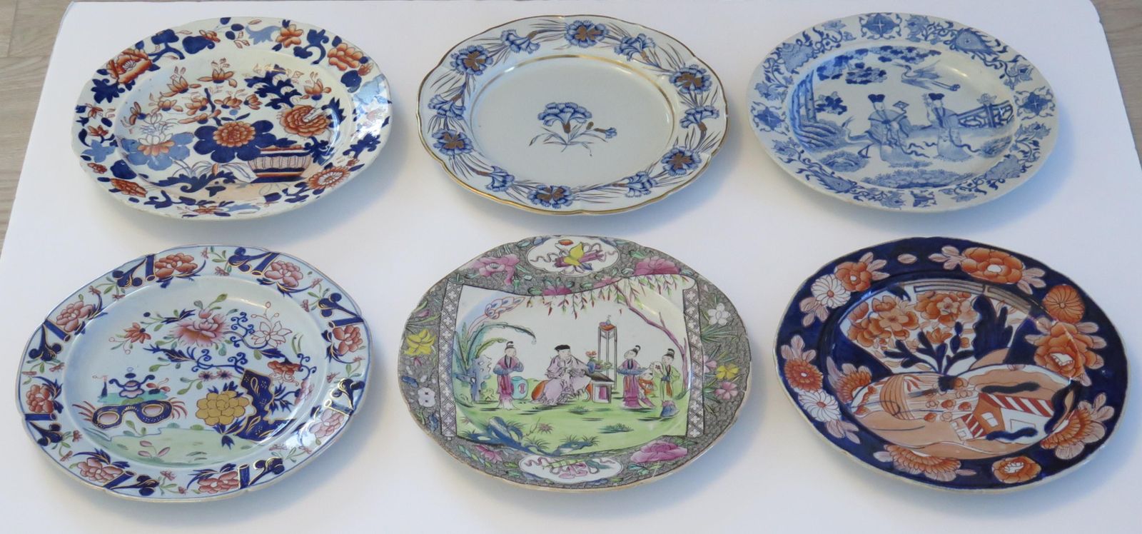 Antique Harlequin Set Of Six Mason's Ironstone Dinner Plates, 1818. photo for sale