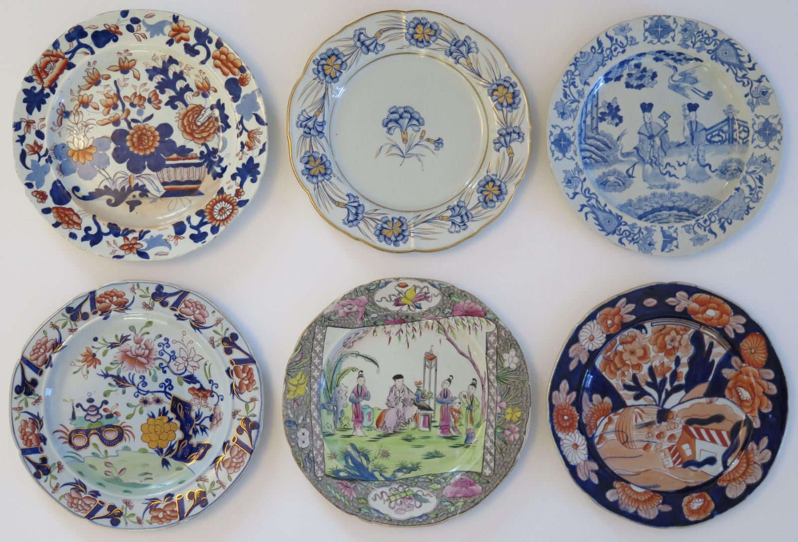 Antique Harlequin Set Of Six Mason's Ironstone Dinner Plates, 1818. photo Home Decor