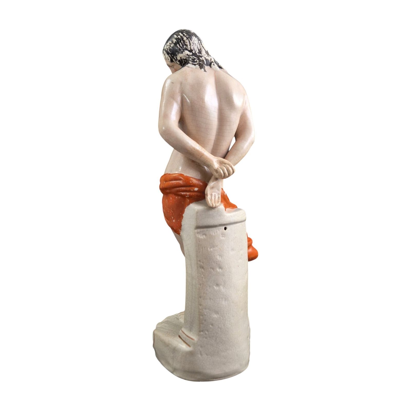 Large Victorian Staffordshire Christ Figure In Earthenware, C.1860 photo vinterior