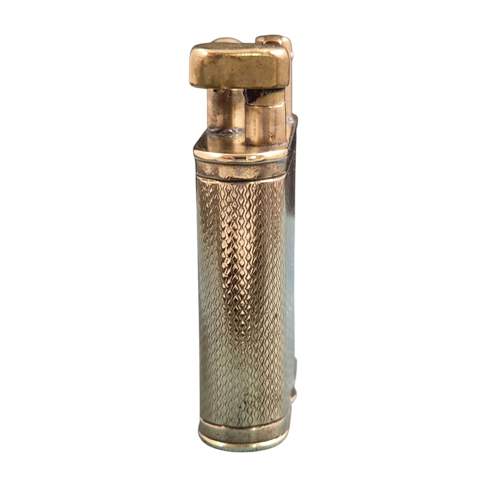 Early Dunhill Unique B Straight Arm Gold Plated Petrol Lighter, ca. 1926-1928 photo Woonaccessoires