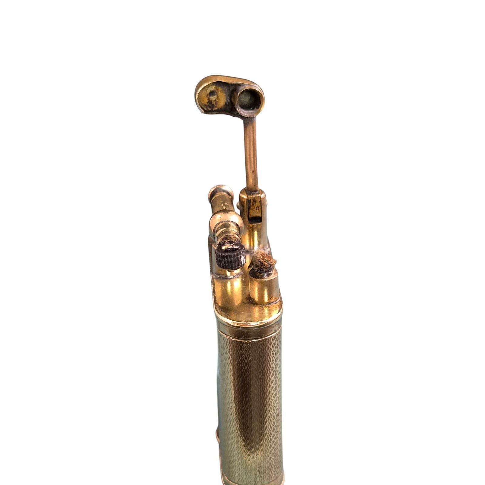 Early Dunhill Unique B Straight Arm Gold Plated Petrol Lighter, C.1926–1928 photo vintage
