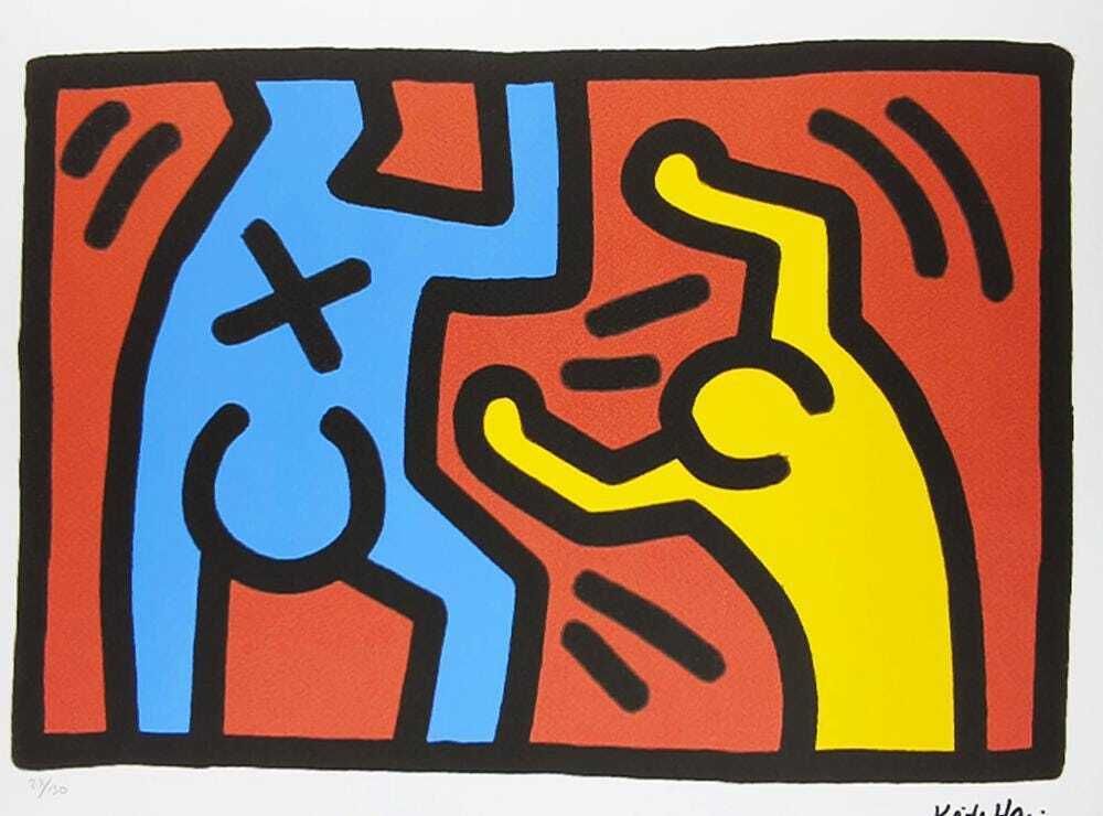 Keith Haring Limited Edition Lithograph uit de jaren 1990, genummerd in potlood. photo furniture