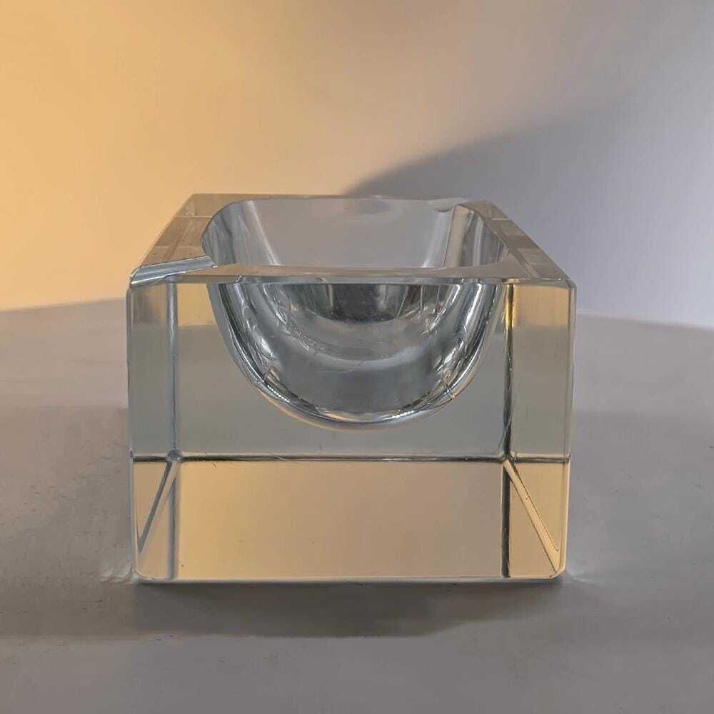 1960s Rectangular Totally Transparent Ashtray Or Catch All In Murano Glass Flavio Poli For Seguso. Made In Italy photo vinterior