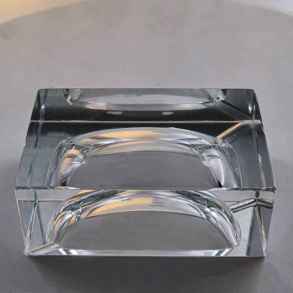 Cendrier rectangulaire entièrement transparent en verre de Murano, années 1960, Flavio Poli pour Seguso. Fabriqué en Italie photo buy