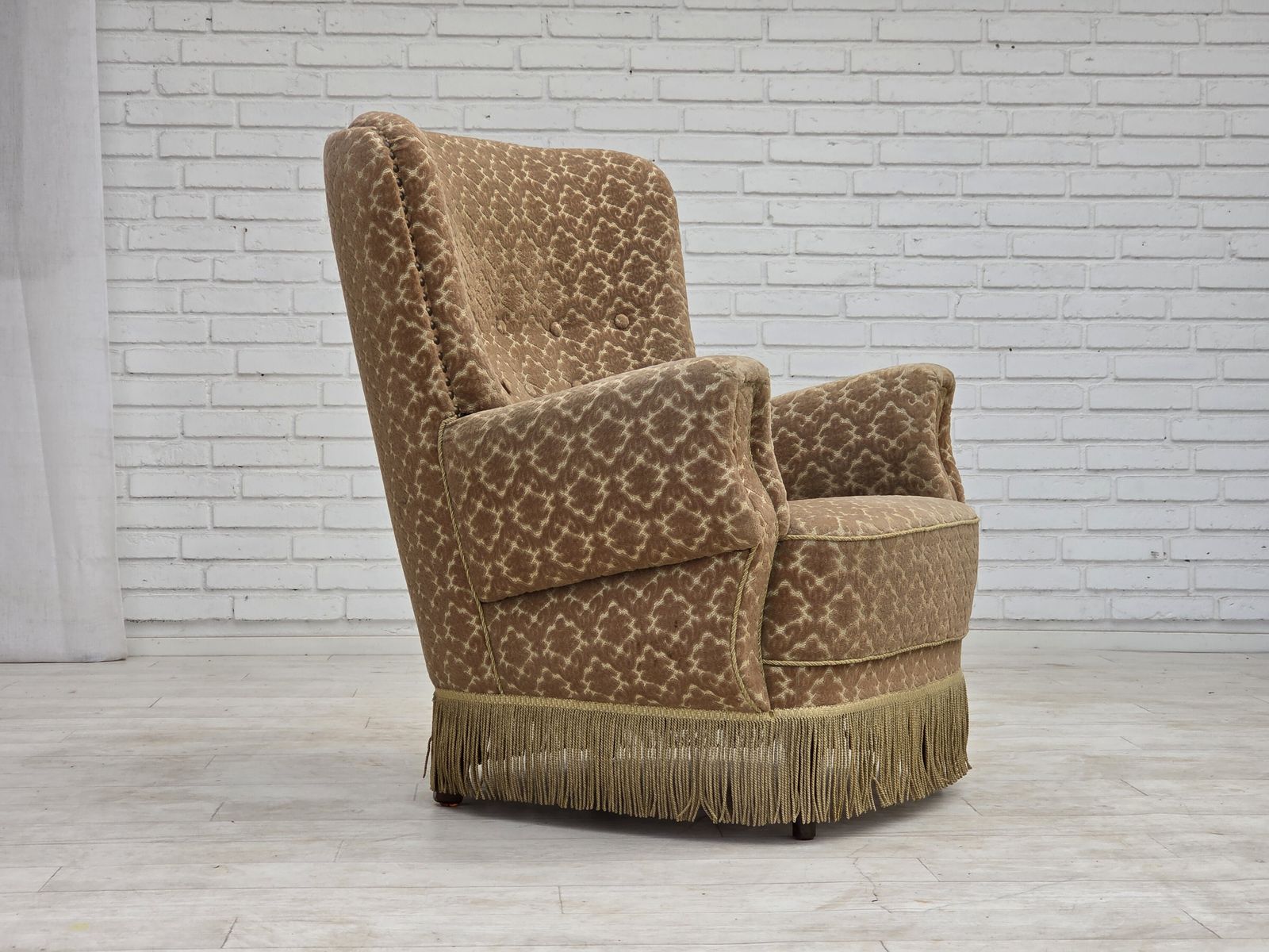 1960s, Danish Armchair, Furniture Velour, Beech Wood. photo furniture