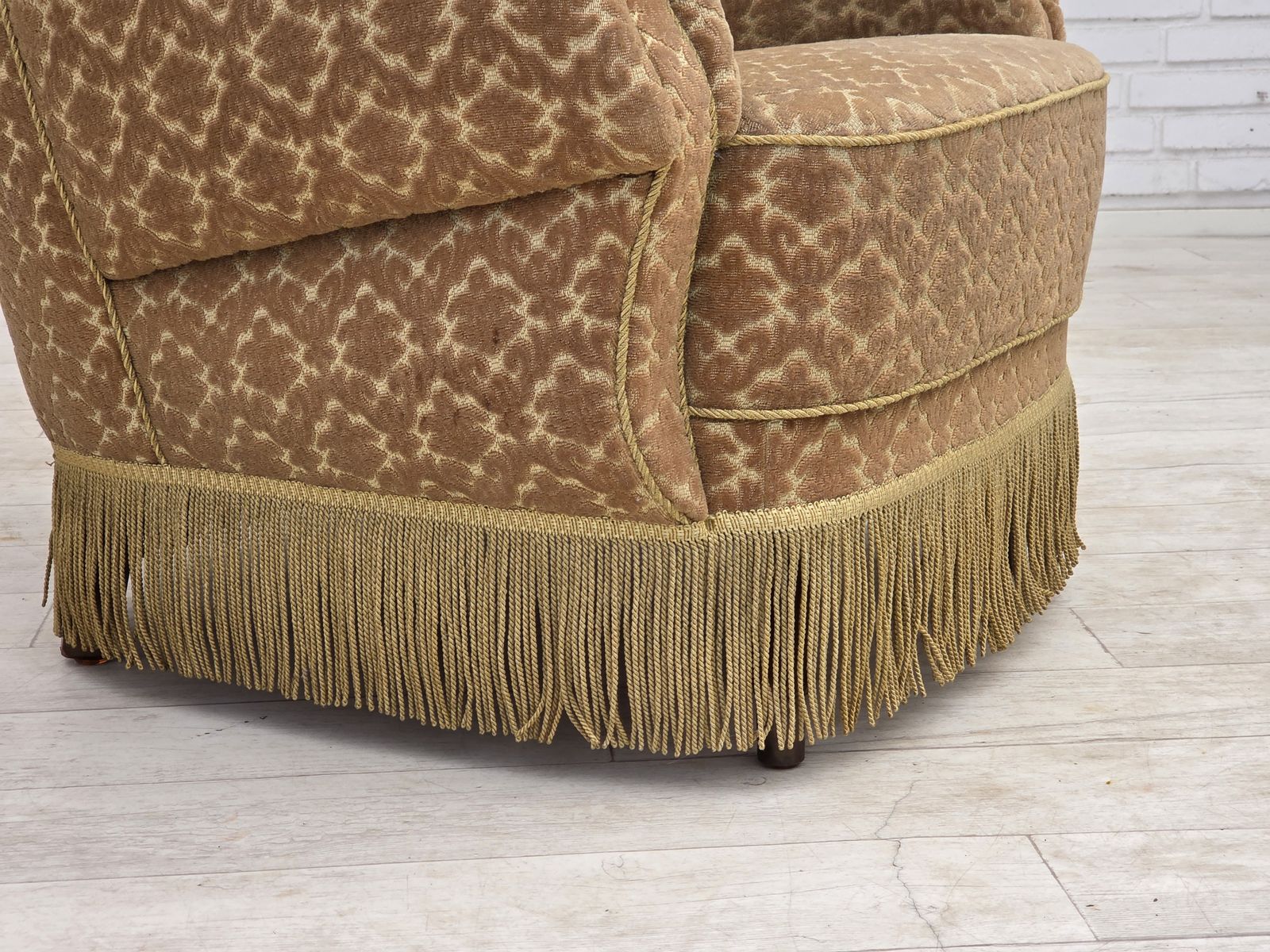 1960s, Danish Armchair, Furniture Velour, Beech Wood. photo Furniture