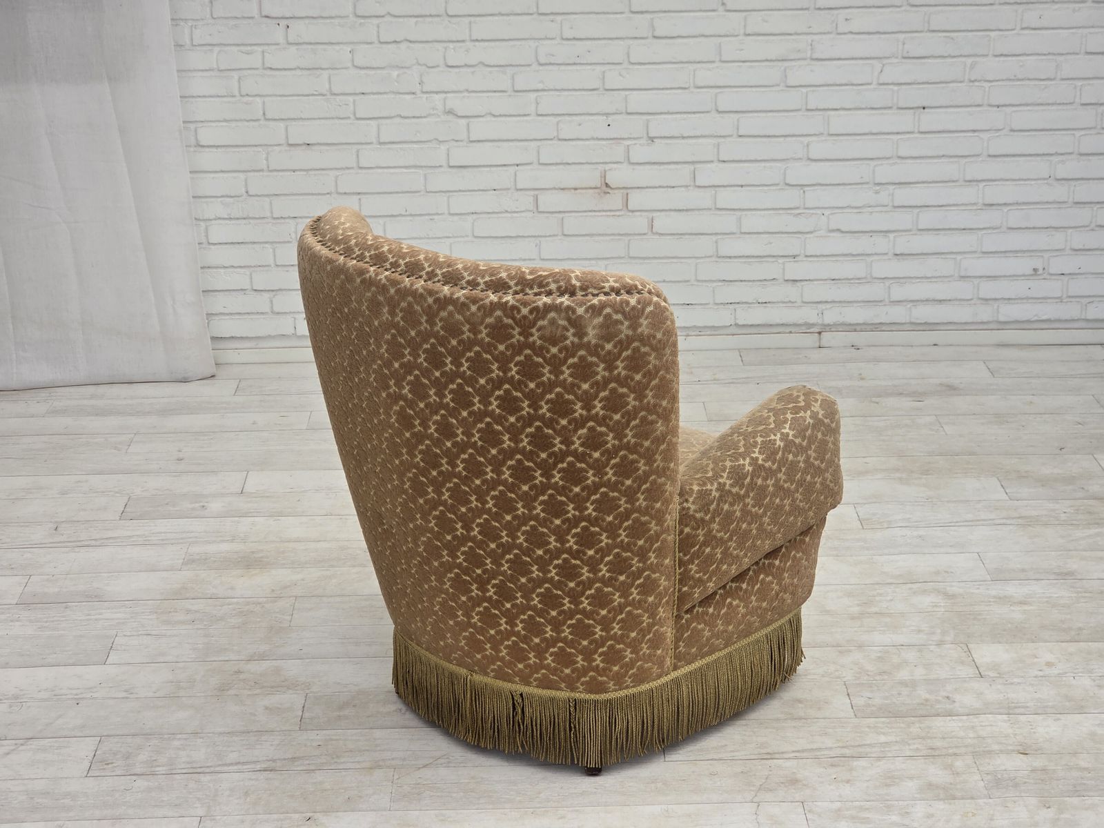 photo furniture 1960s, Danish Armchair, Furniture Velour, Beech Wood.