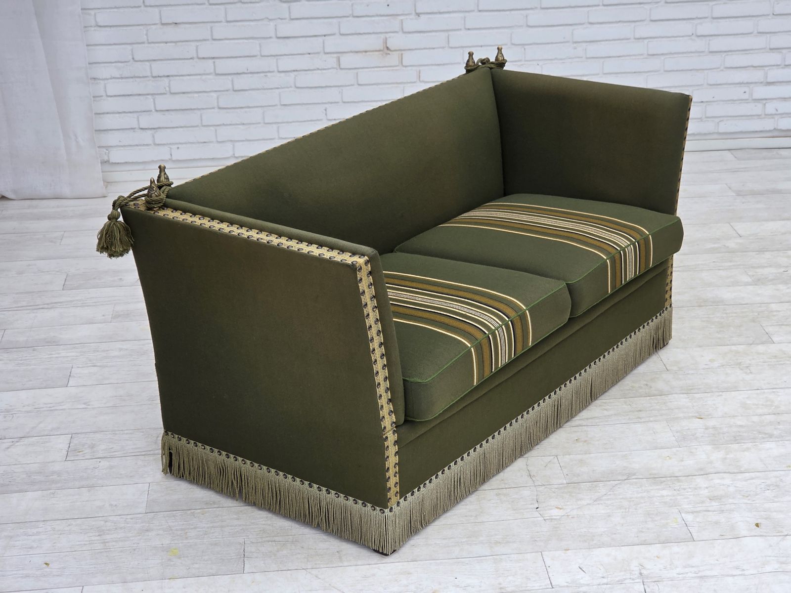 1670.0 1970s, Danish 2 Seater Drop Arm "Spanish" Sofa, Furniture Wool. photo