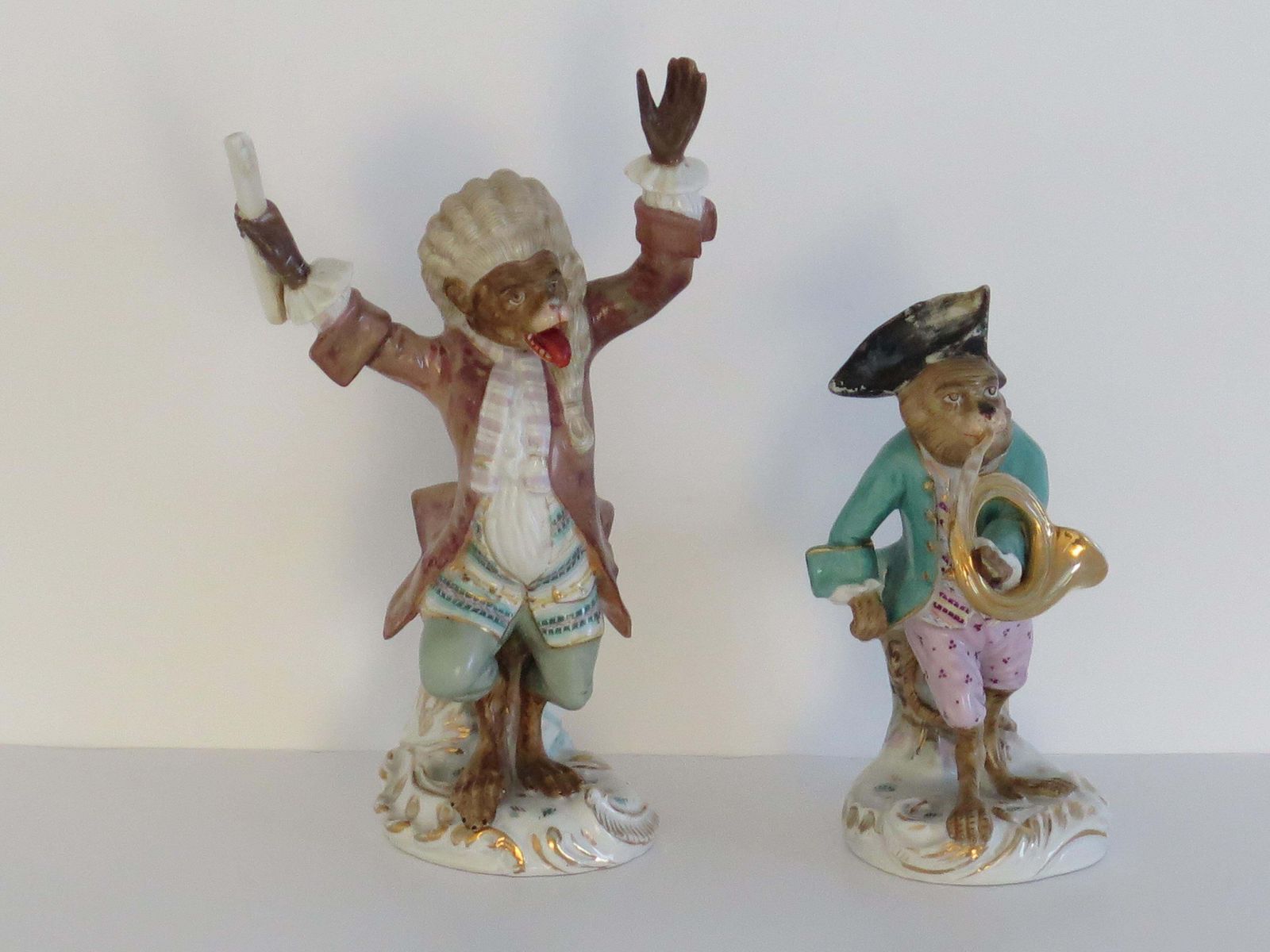 Sitzendorf Porcelain Monkey Band Figurines Set, 9 Pieces, ca. 1910 photo Woonaccessoires