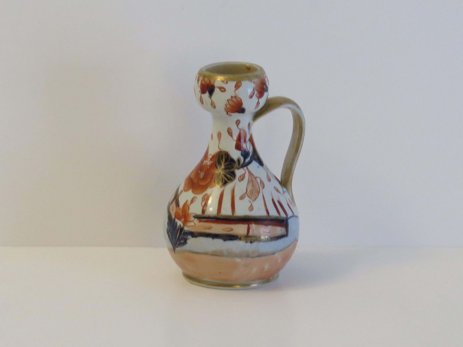 Mason's Ironstone Jug, Rare Shape, Hand Painted Japan Pattern, Circa 1813 1820 photo for sale