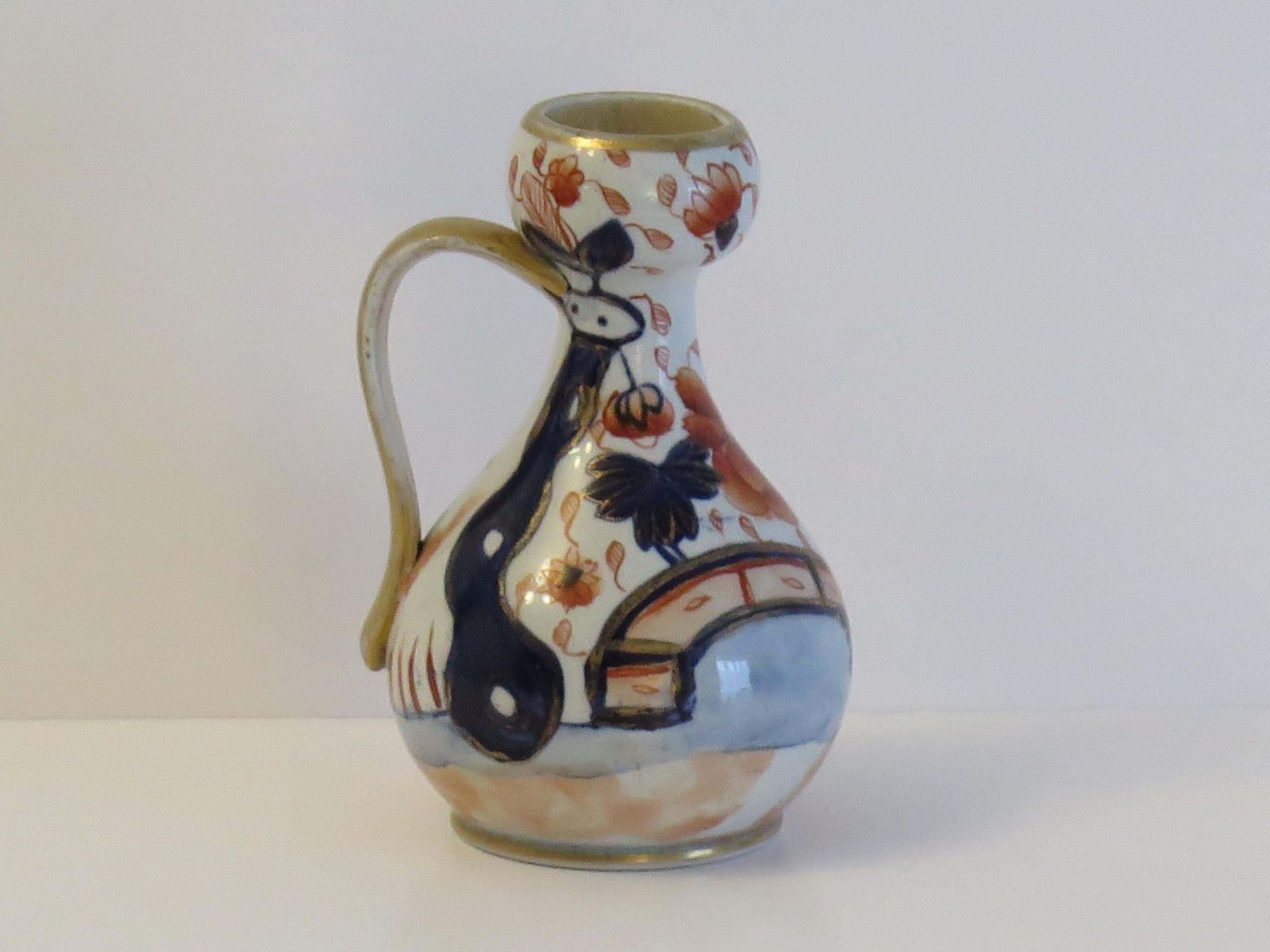 Mason's Ironstone Jug, Rare Shape, Hand Painted Japan Pattern, Circa 1813 1820 photo vinterior