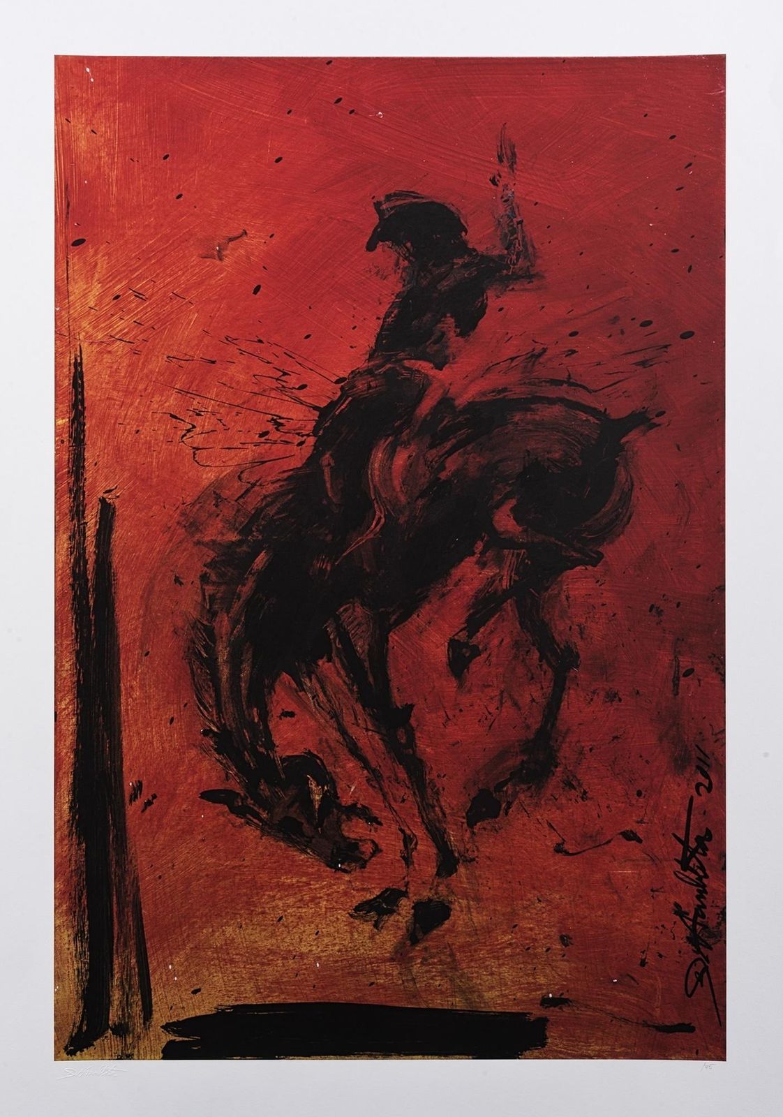 Richard Hambleton Horse & Rider – Red Giclée Print, Limited Edition Of 75, 105 X 72 Cm 2018