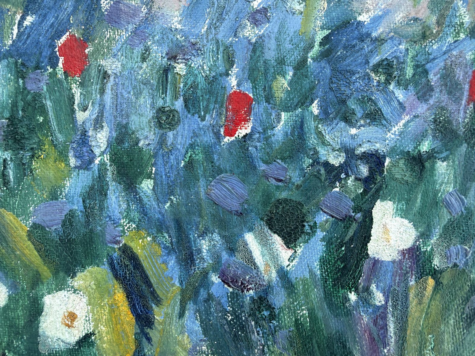 Rafael Duran Benet Fauvist Spanish Wildflower Landscape In Andalucia Mediterranean Oil Painting 1990s photo vinterior