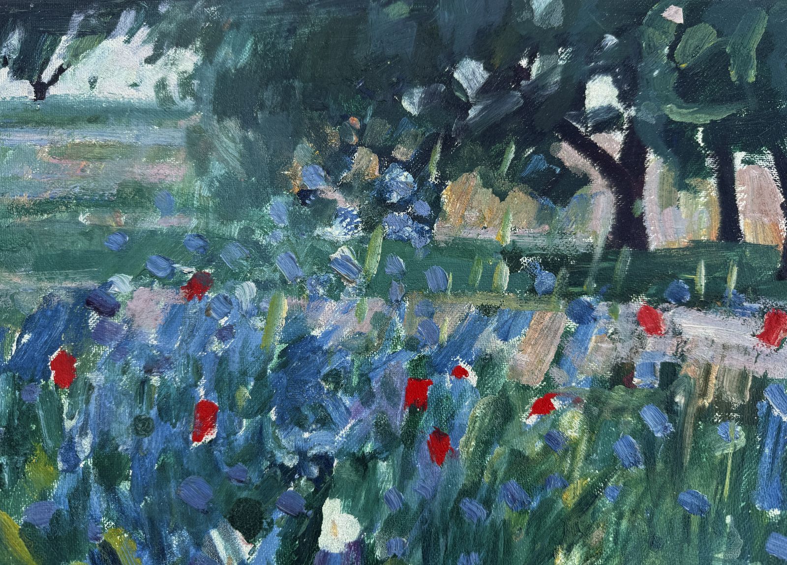 Rafael Duran Benet Fauvist Spanish Wildflower Landscape In Andalucia Mediterranean Oil Painting 1990s photo buy