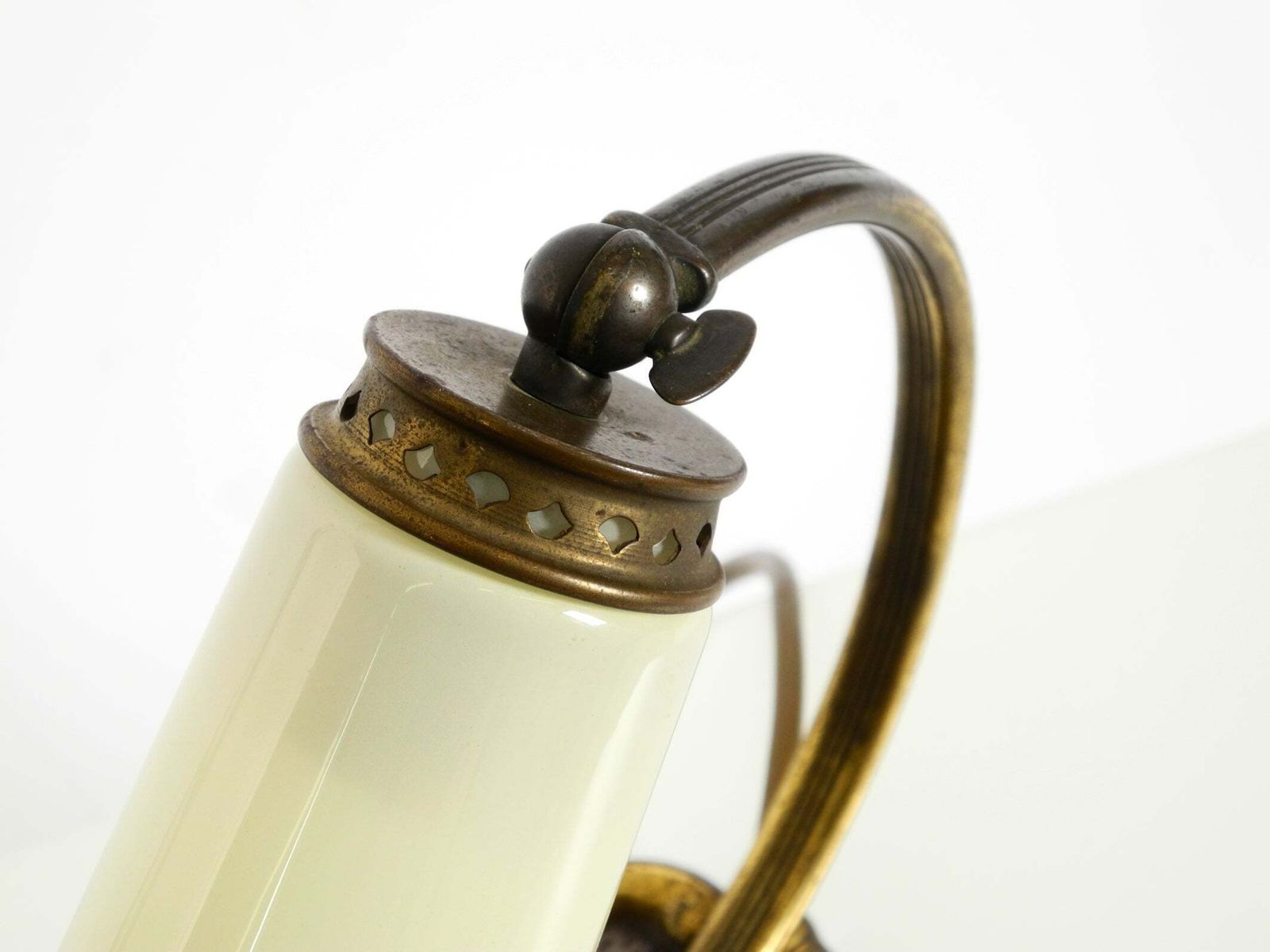 Beautiful 1940s Rare Brass Table Lamp With Glass Shade photo buy
