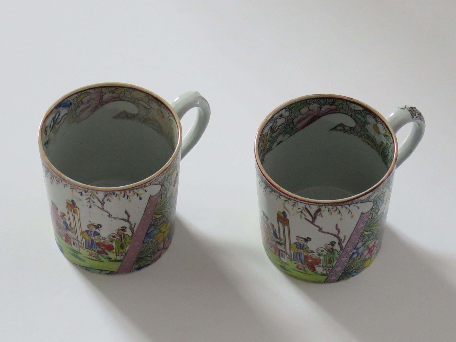 photo for sale Mason's Ironstone Mugs, Chinese Scroll Pattern, Rare, ca. 1818