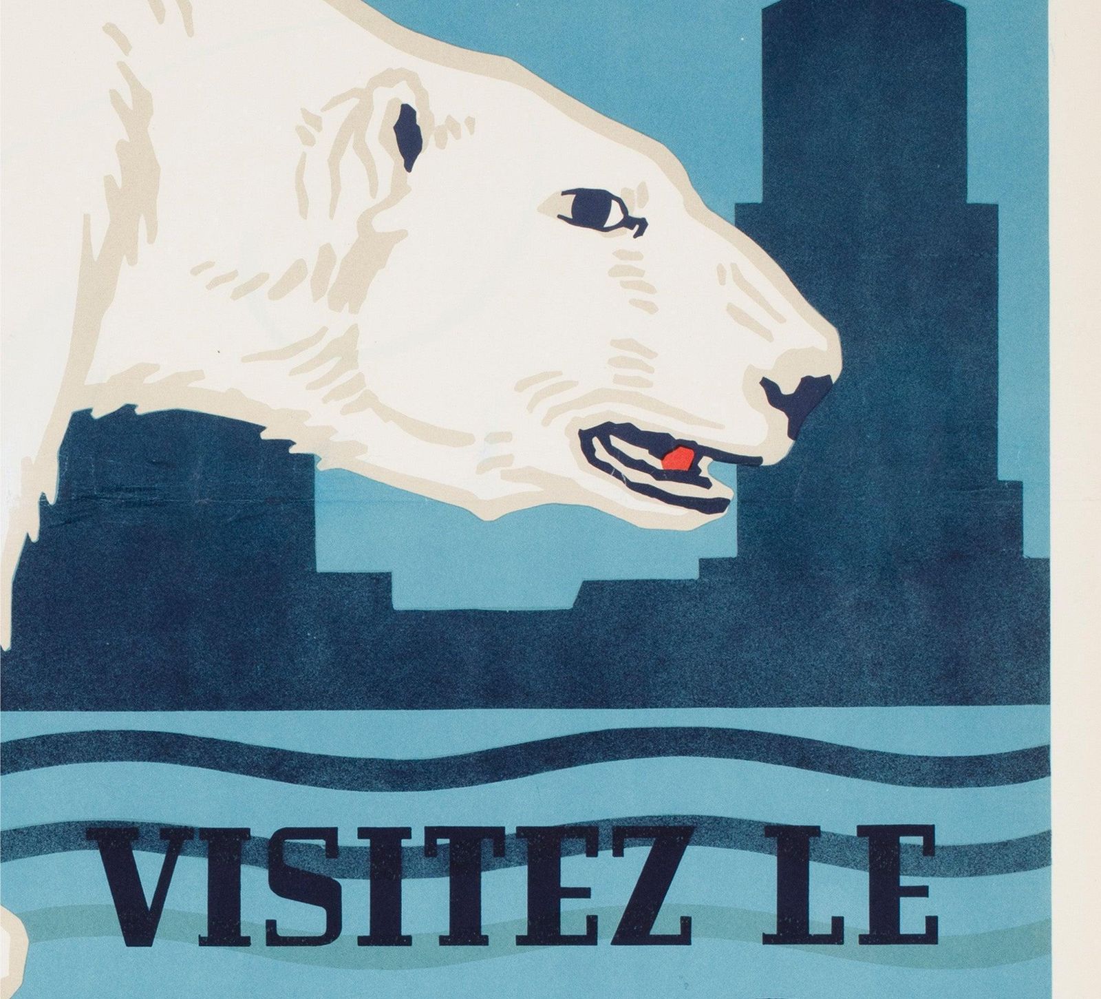 Antwerp Zoo Ijsbeer 1950 Grote Reclameposter. photo vinterior