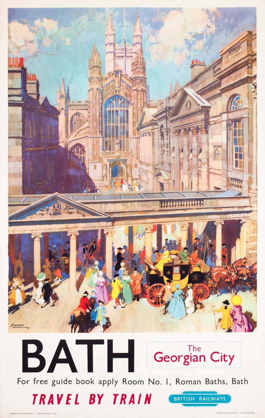 Bath The Georgian City 1955 British Railways Travel Poster, Gordon Nicoll.