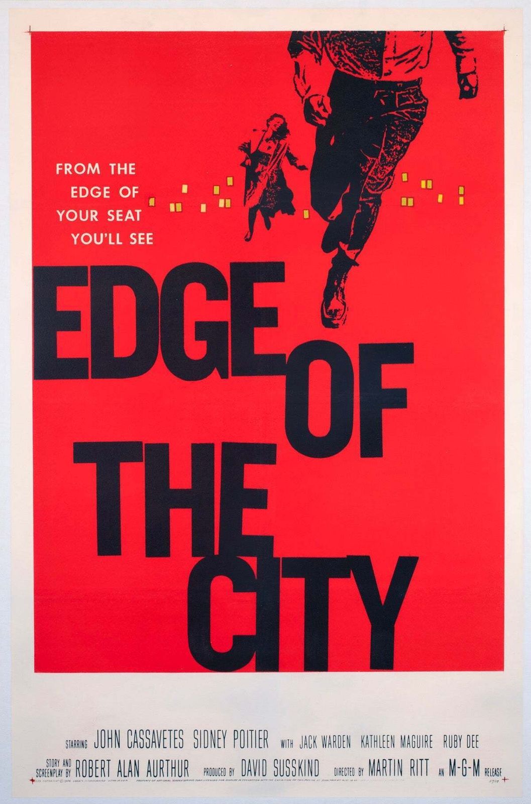 Affiche de cinéma US One Sheet Edge Of The City 1957, Saul Bass.