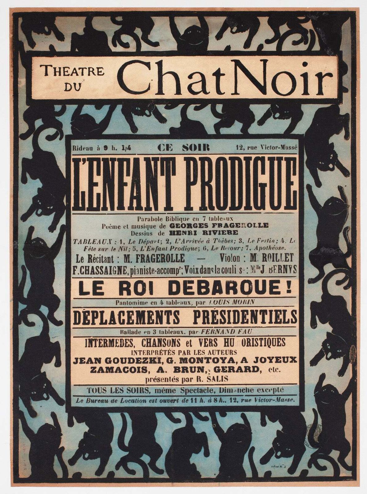 Chat Noir 1894 Franse Theateradvertentieposter, Henri Riviere.