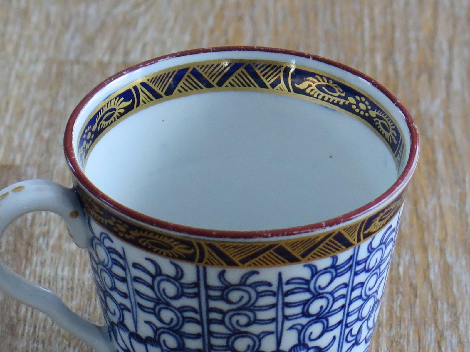 Worcester Barr Period Coffee Cup, Royal Lily Pattern, ca. 1800 photo for sale