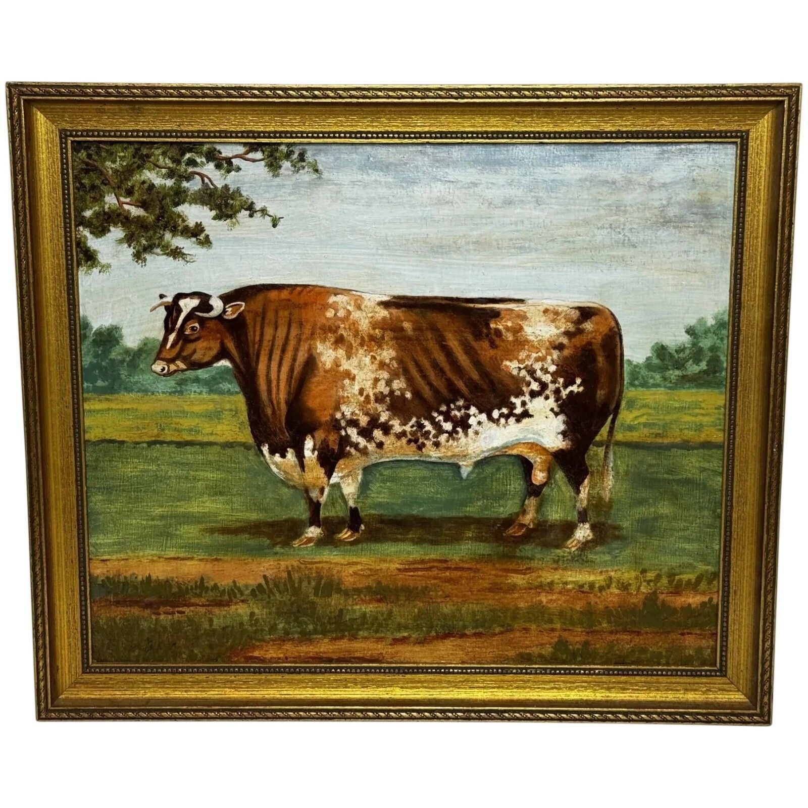 Victorian Prized Shorthorn Bull Oil Painting British School Manner William Ward